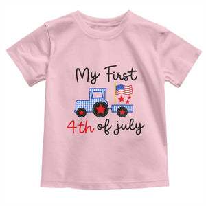 My First 4th of July Patriotic Tractor Cute Toddler T Shirt American Flag Infant Independence Holiday Milestone