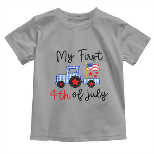 My First 4th of July Patriotic Tractor Cute Toddler T Shirt American Flag Infant Independence Holiday Milestone