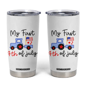 My First 4th of July Patriotic Tractor Cute Tumbler Cup American Flag Infant Independence Holiday Milestone