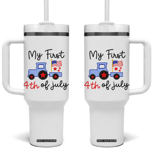 My First 4th of July Patriotic Tractor Cute Tumbler With Handle American Flag Infant Independence Holiday Milestone