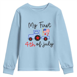 My First 4th of July Patriotic Tractor Cute Youth Sweatshirt American Flag Infant Independence Holiday Milestone