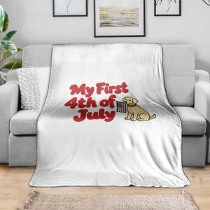 My First 4th of July Cute Golden Retriever Puppy Dog Throw Blanket American Flag Independence Holiday Milestone