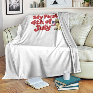 My First 4th of July Cute Golden Retriever Puppy Dog Throw Blanket American Flag Independence Holiday Milestone
