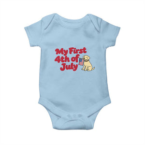 My First 4th of July Cute Golden Retriever Puppy Dog Baby Onesie American Flag Independence Holiday Milestone