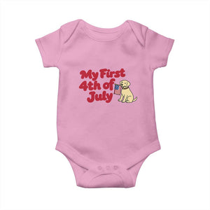 My First 4th of July Cute Golden Retriever Puppy Dog Baby Onesie American Flag Independence Holiday Milestone