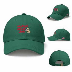 My First 4th of July Cute Golden Retriever Puppy Dog Baseball Cap American Flag Independence Holiday Milestone