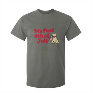 My First 4th of July Cute Golden Retriever Puppy Dog T Shirt For Kid American Flag Independence Holiday Milestone