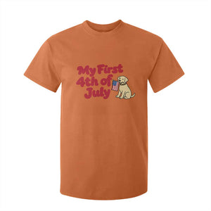 My First 4th of July Cute Golden Retriever Puppy Dog T Shirt For Kid American Flag Independence Holiday Milestone