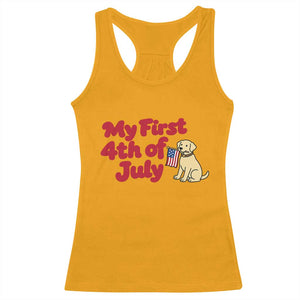 My First 4th of July Cute Golden Retriever Puppy Dog Racerback Tank Top American Flag Independence Holiday Milestone