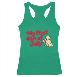My First 4th of July Cute Golden Retriever Puppy Dog Racerback Tank Top American Flag Independence Holiday Milestone