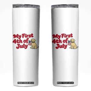 My First 4th of July Cute Golden Retriever Puppy Dog Skinny Tumbler American Flag Independence Holiday Milestone