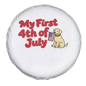 My First 4th of July Cute Golden Retriever Puppy Dog Spare Tire Cover American Flag Independence Holiday Milestone