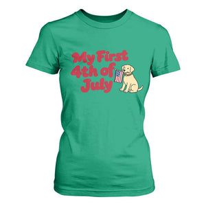 My First 4th of July Cute Golden Retriever Puppy Dog T Shirt For Women American Flag Independence Holiday Milestone