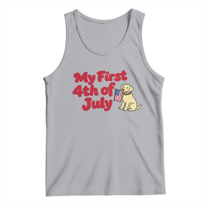 My First 4th of July Cute Golden Retriever Puppy Dog Tank Top American Flag Independence Holiday Milestone