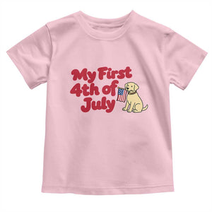 My First 4th of July Cute Golden Retriever Puppy Dog Toddler T Shirt American Flag Independence Holiday Milestone