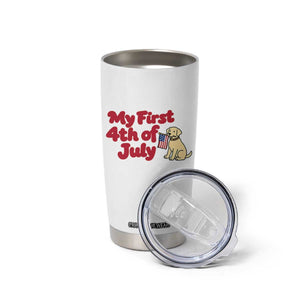 My First 4th of July Cute Golden Retriever Puppy Dog Tumbler Cup American Flag Independence Holiday Milestone