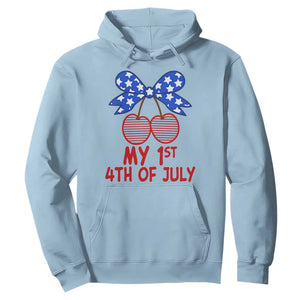 My 1st 4th of July Coquette Bow Striped Cherries Hoodie Preppy Patriotic Baby Girl Independence Holiday