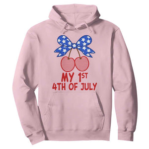 My 1st 4th of July Coquette Bow Striped Cherries Hoodie Preppy Patriotic Baby Girl Independence Holiday