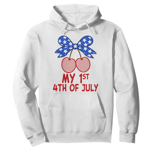 My 1st 4th of July Coquette Bow Striped Cherries Hoodie Preppy Patriotic Baby Girl Independence Holiday