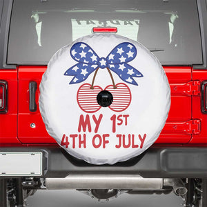 My 1st 4th of July Coquette Bow Striped Cherries Spare Tire Cover Preppy Patriotic Baby Girl Independence Holiday