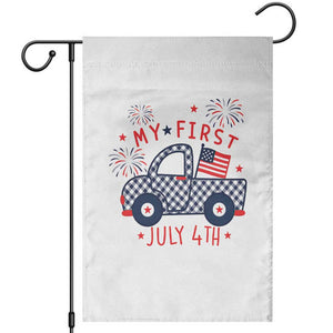 My First July 4th Gingham Vintage Truck Americana Garden Flag Patriotic Fireworks Independence Holiday Milestone