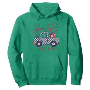 My First July 4th Gingham Vintage Truck Americana Hoodie Patriotic Fireworks Independence Holiday Milestone