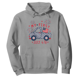 My First July 4th Gingham Vintage Truck Americana Hoodie Patriotic Fireworks Independence Holiday Milestone