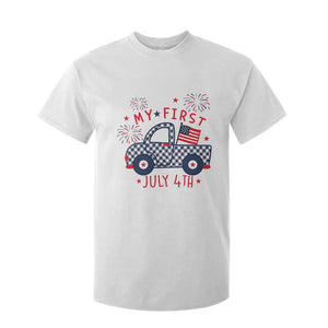 My First July 4th Gingham Vintage Truck Americana T Shirt For Kid Patriotic Fireworks Independence Holiday Milestone