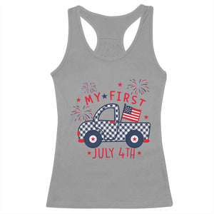 My First July 4th Gingham Vintage Truck Americana Racerback Tank Top Patriotic Fireworks Independence Holiday Milestone