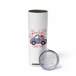 My First July 4th Gingham Vintage Truck Americana Skinny Tumbler Patriotic Fireworks Independence Holiday Milestone