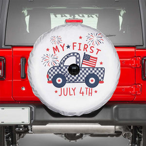 My First July 4th Gingham Vintage Truck Americana Spare Tire Cover Patriotic Fireworks Independence Holiday Milestone