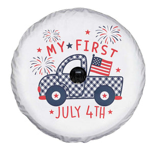 My First July 4th Gingham Vintage Truck Americana Spare Tire Cover Patriotic Fireworks Independence Holiday Milestone