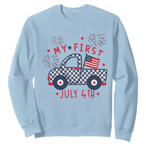 My First July 4th Gingham Vintage Truck Americana Sweatshirt Patriotic Fireworks Independence Holiday Milestone