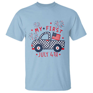 My First July 4th Gingham Vintage Truck Americana T Shirt Patriotic Fireworks Independence Holiday Milestone