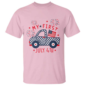 My First July 4th Gingham Vintage Truck Americana T Shirt Patriotic Fireworks Independence Holiday Milestone