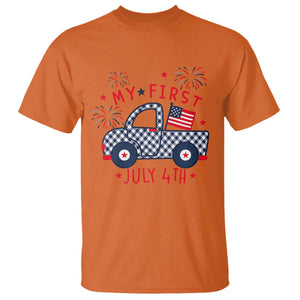 My First July 4th Gingham Vintage Truck Americana T Shirt Patriotic Fireworks Independence Holiday Milestone