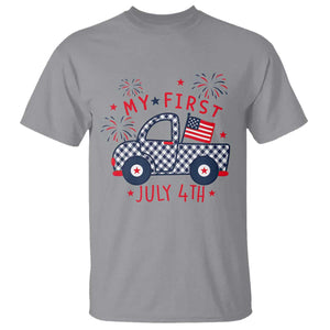 My First July 4th Gingham Vintage Truck Americana T Shirt Patriotic Fireworks Independence Holiday Milestone