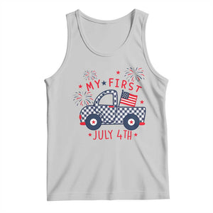 My First July 4th Gingham Vintage Truck Americana Tank Top Patriotic Fireworks Independence Holiday Milestone
