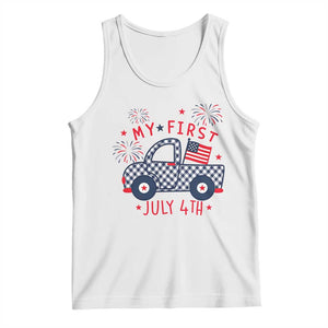 My First July 4th Gingham Vintage Truck Americana Tank Top Patriotic Fireworks Independence Holiday Milestone