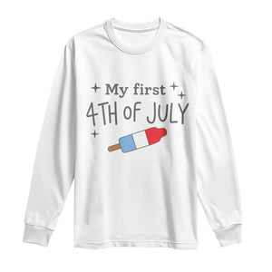 My First 4th of July Cute Summer Rocket Popsicle Long Sleeve Shirt Firecracker Ice Lolly Patriotic Baby Independence Holiday