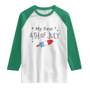 My First 4th of July Cute Summer Rocket Popsicle Raglan Shirt Firecracker Ice Lolly Patriotic Baby Independence Holiday