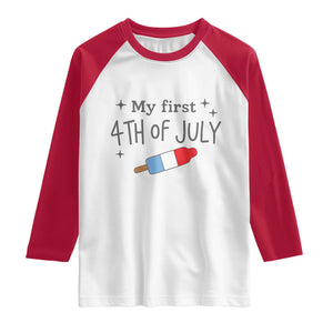 My First 4th of July Cute Summer Rocket Popsicle Raglan Shirt Firecracker Ice Lolly Patriotic Baby Independence Holiday