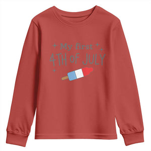 My First 4th of July Cute Summer Rocket Popsicle Youth Sweatshirt Firecracker Ice Lolly Patriotic Baby Independence Holiday