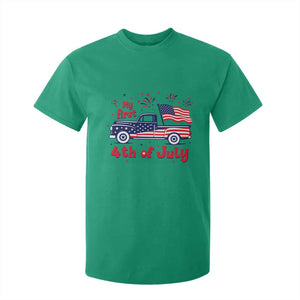 My First 4th of July Retro American Flag Pickup Truck T Shirt For Kid Americana Patriotic Independence Holiday Milestone
