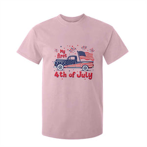 My First 4th of July Retro American Flag Pickup Truck T Shirt For Kid Americana Patriotic Independence Holiday Milestone