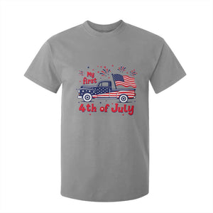 My First 4th of July Retro American Flag Pickup Truck T Shirt For Kid Americana Patriotic Independence Holiday Milestone