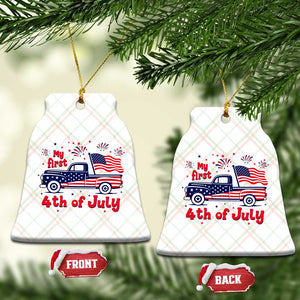 My First 4th of July Retro American Flag Pickup Truck Ceramic Ornament Americana Patriotic Independence Holiday Milestone