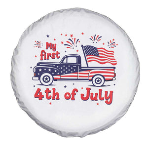 My First 4th of July Retro American Flag Pickup Truck Spare Tire Cover Americana Patriotic Independence Holiday Milestone