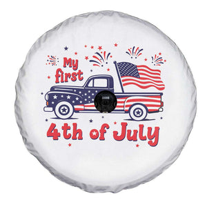 My First 4th of July Retro American Flag Pickup Truck Spare Tire Cover Americana Patriotic Independence Holiday Milestone