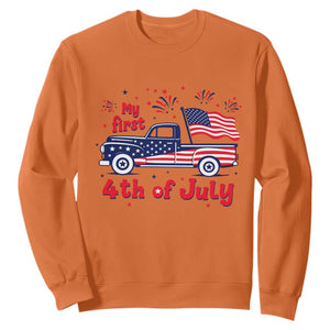 My First 4th of July Retro American Flag Pickup Truck Sweatshirt Americana Patriotic Independence Holiday Milestone